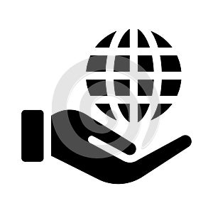 Global glyph flat vector  icon