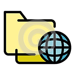 Global folder operating system icon color outline vector