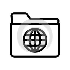 Global folder vector line icon
