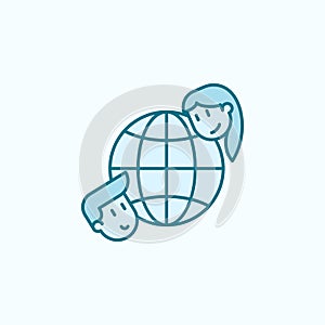 global friendship 2 colored line icon. Simple colored element illustration. global friendship outline symbol design from