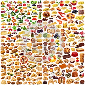 Global gastronomy collage in white background