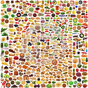Global gastronomy collage in white background