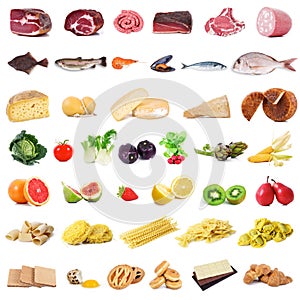 Global gastronomy collage in white background