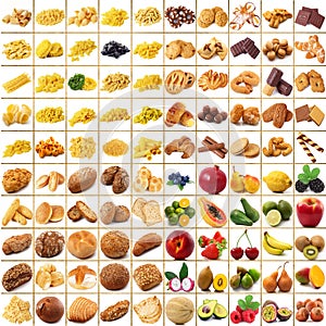 Global gastronomy collage in white background