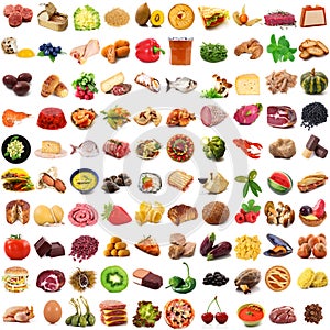 Global gastronomy collage in white background