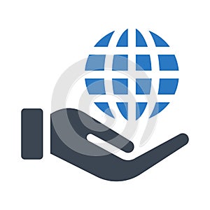 Global glyph colour vector  icon