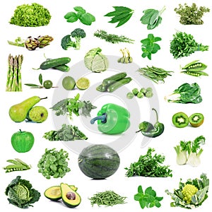 Global green gastronomy collage in white background photo