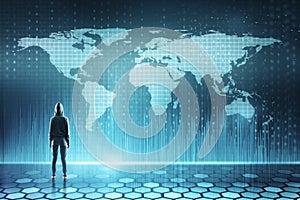 Global hacking and computing concept
