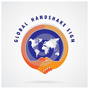 Global handshake abstract sign. Business concept.