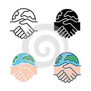 Global handshake sign for collaboration icon