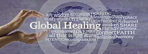 Global healing word cloud map campaign banner