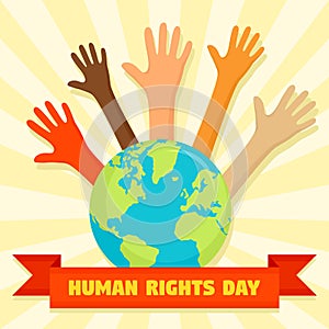 Global human rights day concept background, flat style