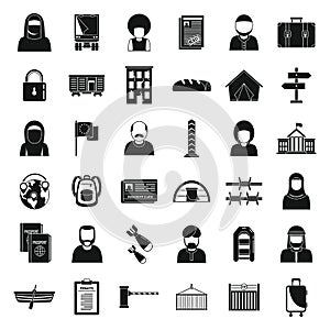 Global illegal immigrants icons set, simple style