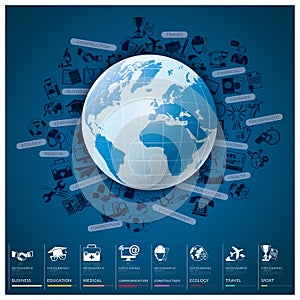 Global Index Infographic With Icon Set Chart Design