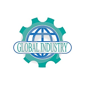 Global industry logo with globe and gear