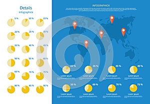 Global Infographics Map and Pie Chart