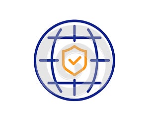 Global insurance line icon. Travel risk coverage sign. Vector