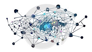 Global Interconnected Grid: Abstract Network Data Visualization, vector design Generative AI