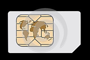Global, international sim card. Isolated. Concept.
