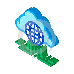 Global Internet Cloud Networking isometric icon vector illustration