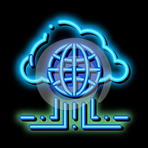 Global Internet Cloud Networking neon glow icon illustration