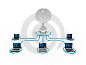 Global internet Communication Concept,Computer Connected to server. 3d rendering