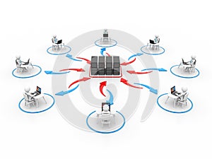 Global internet Communication Concept,Computer Connected to server. 3d rendering