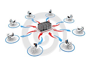 Global internet Communication Concept,Computer Connected to server. 3d rendering