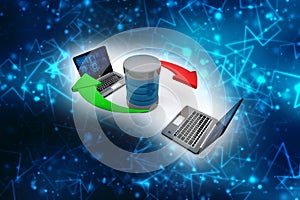 Global internet Communication Concept,Computer Connected to server. 3d rendering