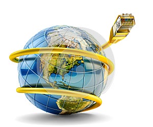 Global internet communication and network connection concept