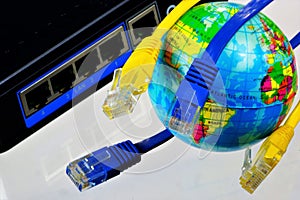 Global Internet connection, world wide web, computer computing. Global computer information network - brings together networks of