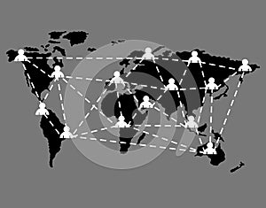 Global Internet Network Concept Black and White Colors