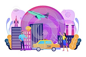 Global internet of things smart city concept vector illustration