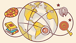 Global Knowledge and Learning Network Concept Vector Illustration, vector design Generative AI