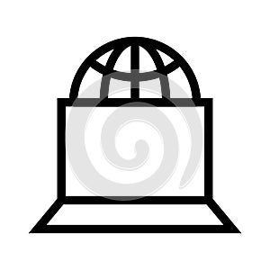 Global laptop vector line icon