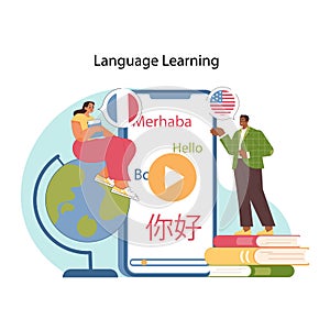 Global linguistics concept. Flat vector illustration