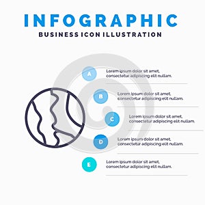 Global, Location, Map, World, Geography Line icon with 5 steps presentation infographics Background