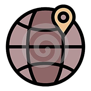 Global location pin icon color outline vector