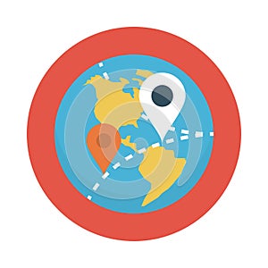 Global location vector flat color icon