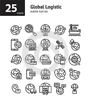 Global Logistic outline icon set.
