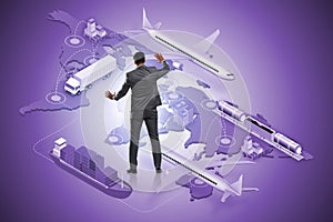 Global logistics concept with businessman