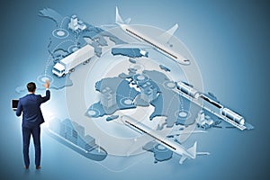 Global logistics concept with businessman