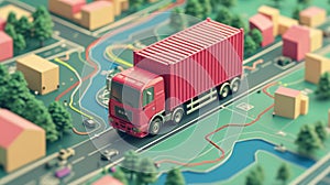 Global Logistics Concept with Truck on Map