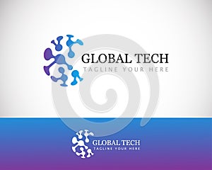 global logo creative science tech connect world education molecule