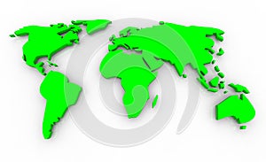 Global Map - Green on White Background