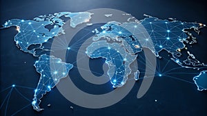 Global Map Technology Connections and Digital Network Concept with interconnected lines and glowing nodes