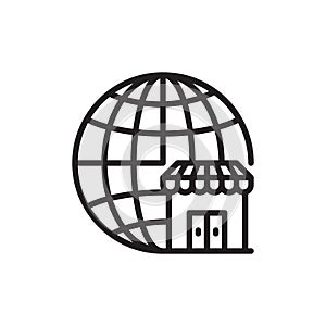 Global market icon in flat style. Globe vector illustration on white isolated background