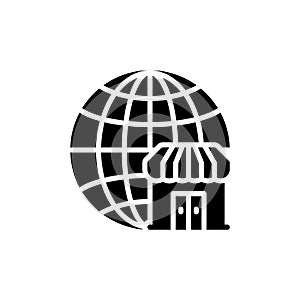 Global market icon in flat style. Globe vector illustration on white isolated background.