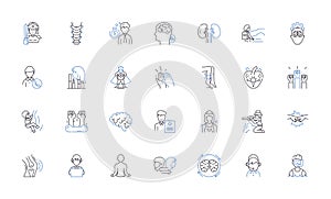 Global media line icons collection. Coverage, Audience, Exposure, Distribution, Communication, Interconnectedness