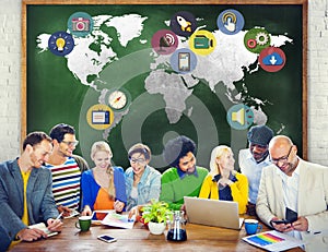 Global Media Social Media International Connection Concept